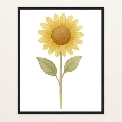 Sonnenblume Poster mit Holzrahmen von tinylearner