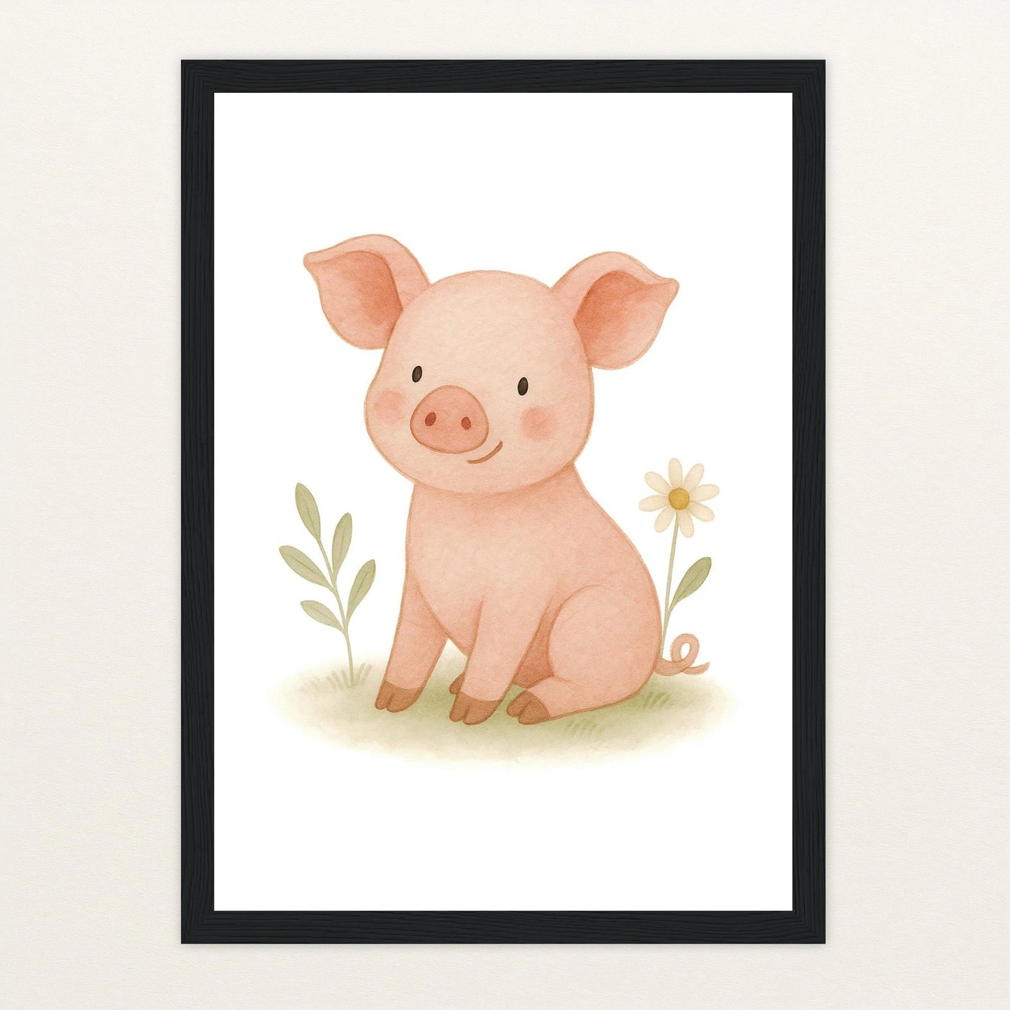 Susi das Schwein Poster mit Holzrahmen von tinylearner