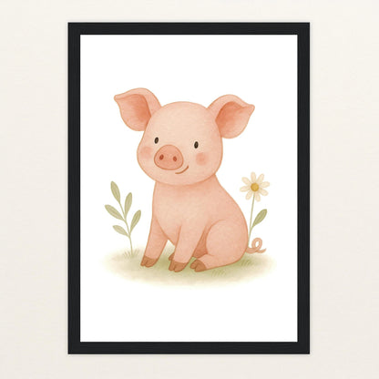 Susi das Schwein Poster mit Holzrahmen von tinylearner