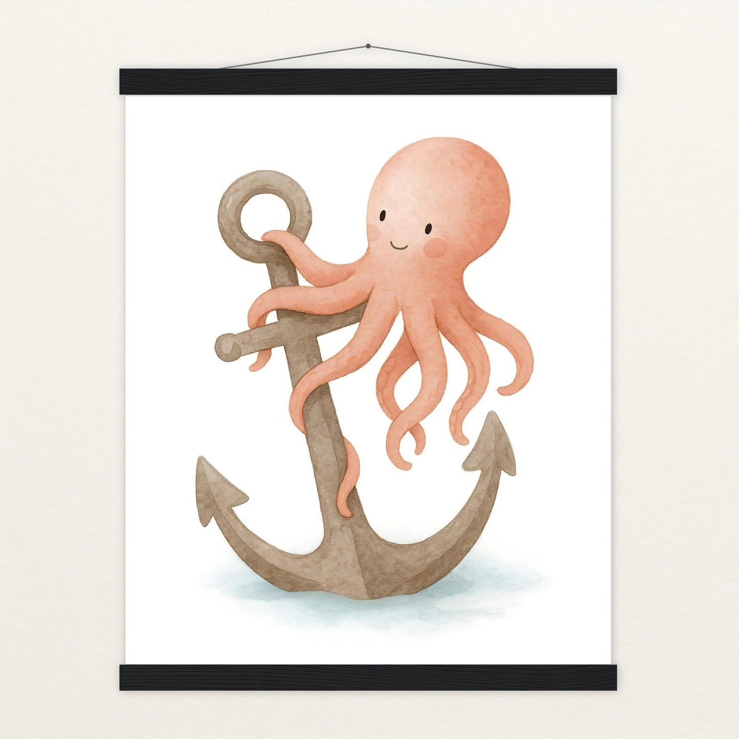 Tilli der Tintenfisch - Motiv: "Anker" Poster mit Leisten von tinylearner