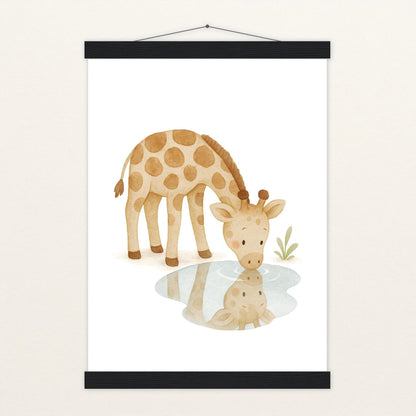 Greta die Giraffe - Motiv: "Trinken" Poster mit Leisten von tinylearner