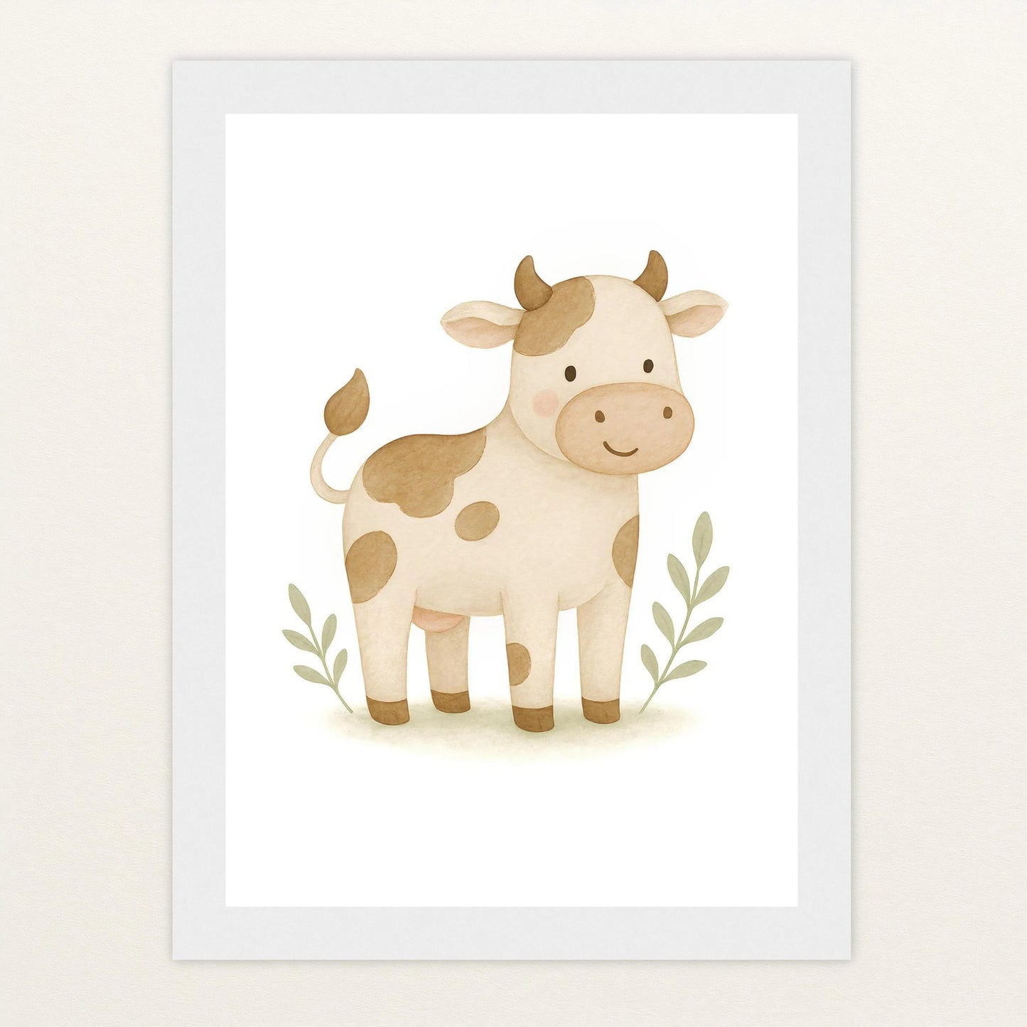 Klara die Kuh Poster mit Holzrahmen von tinylearner