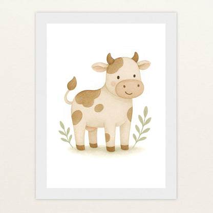 Klara die Kuh Poster mit Holzrahmen von tinylearner