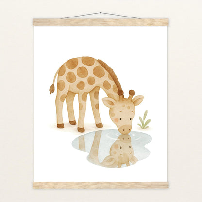Greta die Giraffe - Motiv: "Trinken" Poster mit Leisten von tinylearner