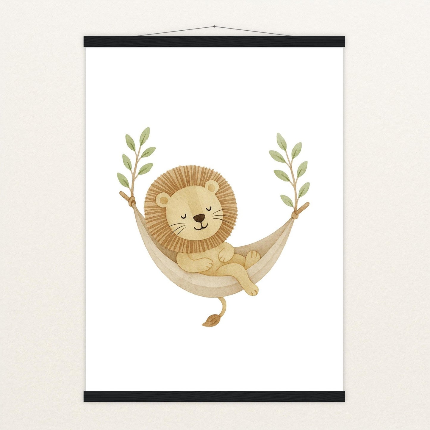 Leo der Löwe - Motiv: "Hängematte" Poster mit Leisten von tinylearner