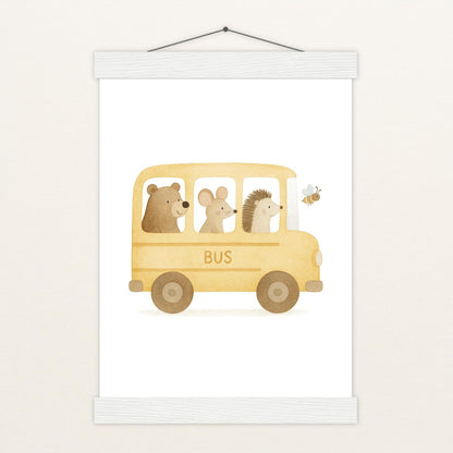 Tierfreunde - Motiv: "Schulbus" Poster mit Leisten von tinylearner