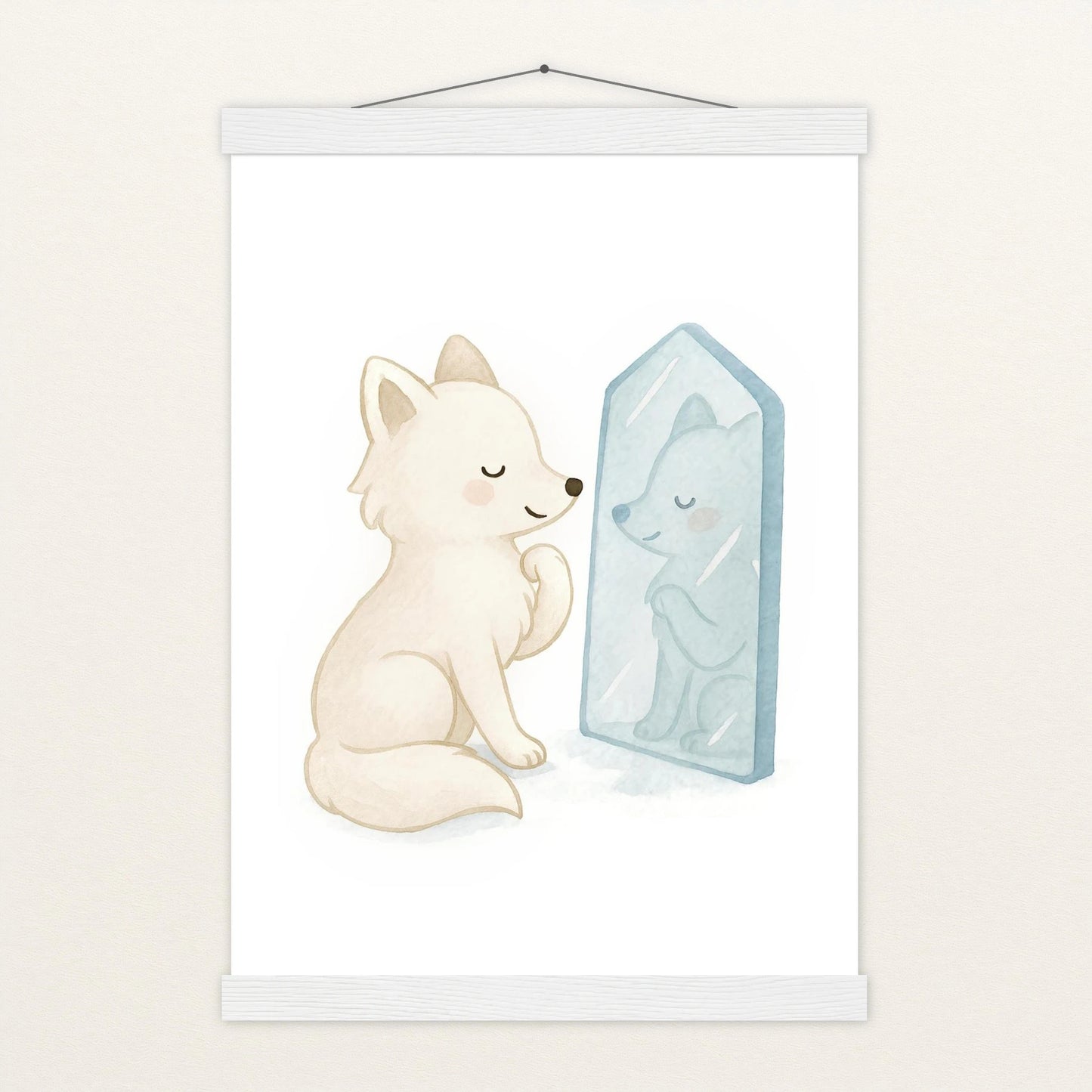 Pino der Polarfuchs - Motiv: "Spiegel" Poster mit Leisten von tinylearner