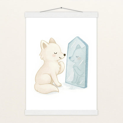 Pino der Polarfuchs - Motiv: "Spiegel" Poster mit Leisten von tinylearner