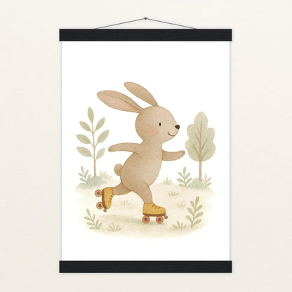 Holly der Hase - Motiv: "Rollschuhe" Poster mit Leisten von tinylearner