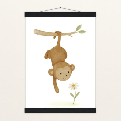 Aki der Affe - Motiv: "Gänseblümchen" Poster mit Leisten von tinylearner