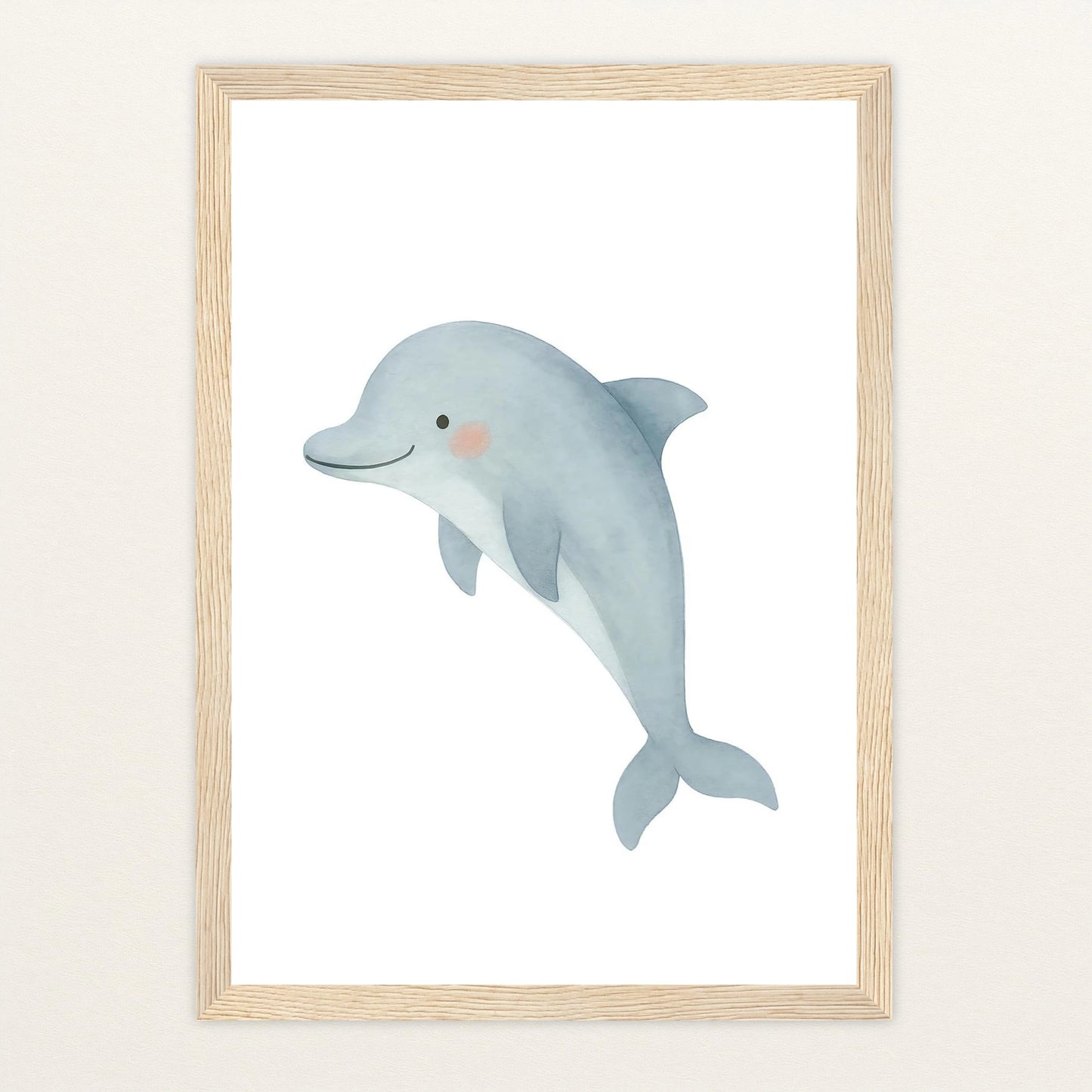 Dora der Delfin Poster mit Holzrahmen von tinylearner