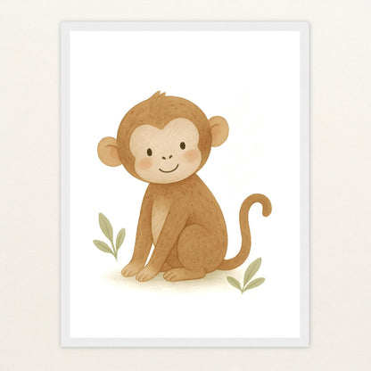 Aki der Affe Poster mit Holzrahmen von tinylearner