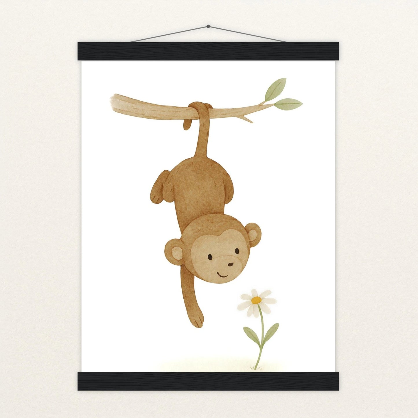 Aki der Affe - Motiv: "Gänseblümchen" Poster mit Leisten von tinylearner