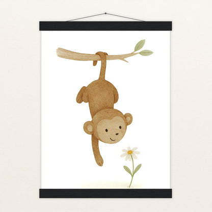 Aki der Affe - Motiv: "Gänseblümchen" Poster mit Leisten von tinylearner