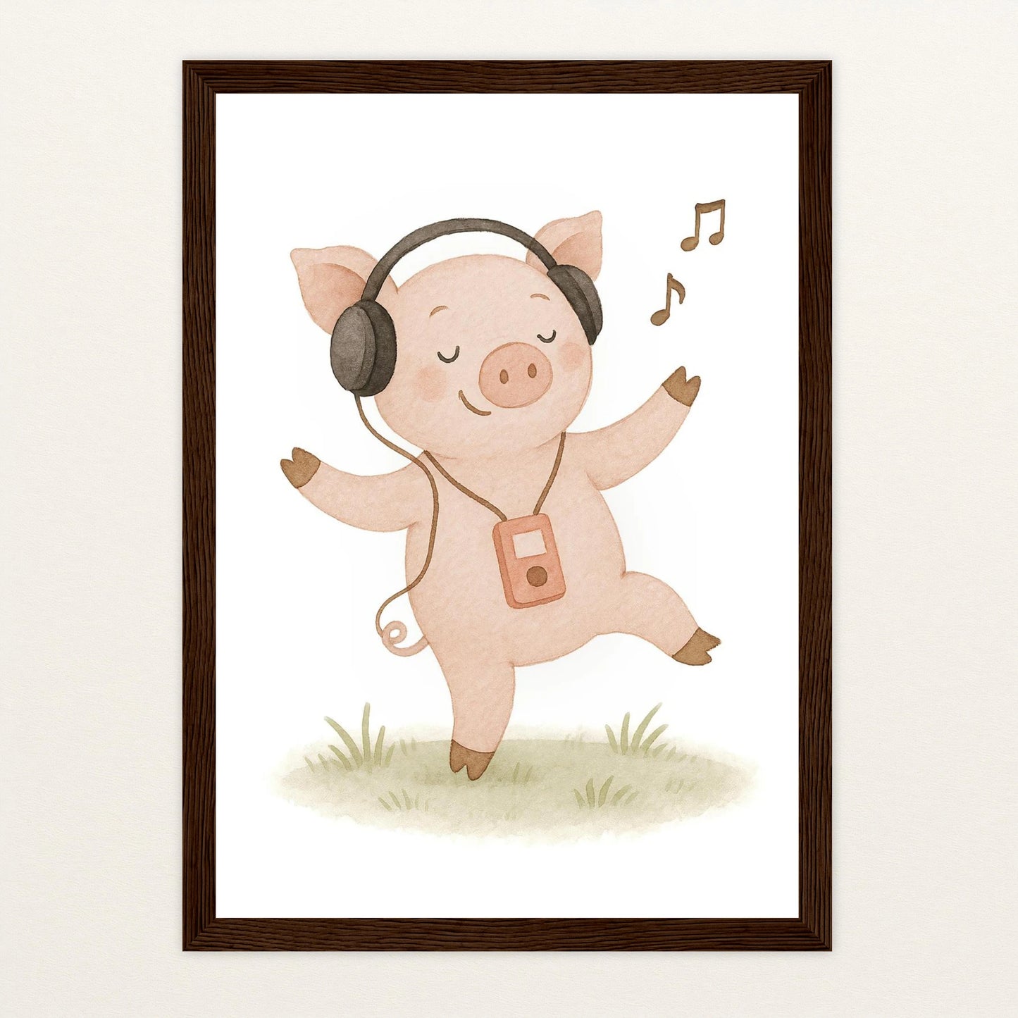 Susi das Schwein - Motiv: "Musik" Poster mit Holzrahmen von tinylearner