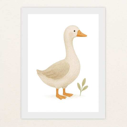 Gusi die Gans Poster mit Holzrahmen von tinylearner