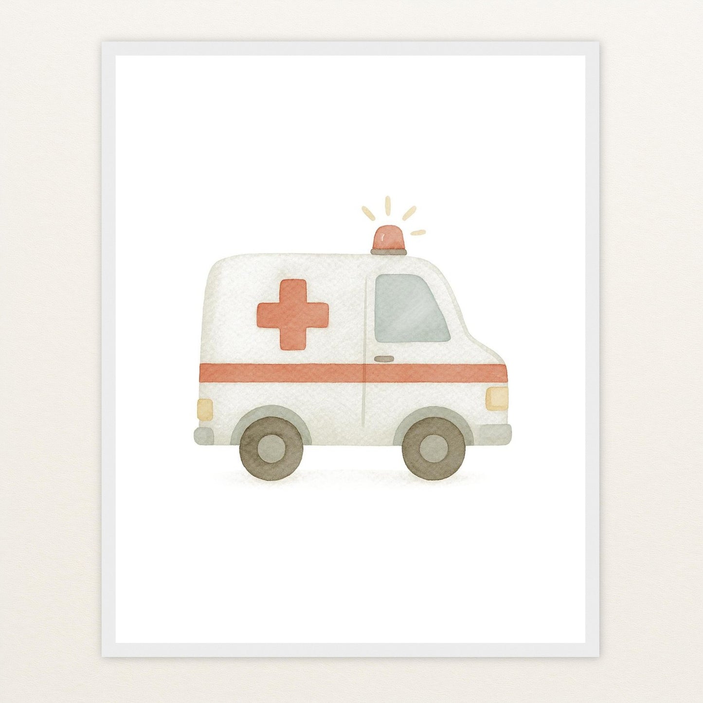 Krankenwagen Poster mit Holzrahmen von tinylearner