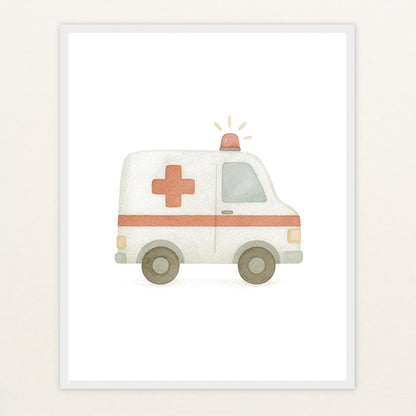 Krankenwagen Poster mit Holzrahmen von tinylearner
