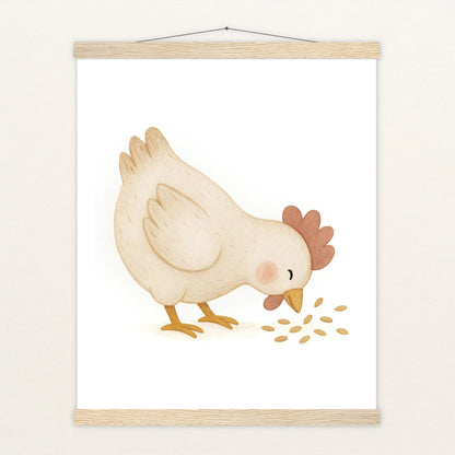 Hanni das Huhn - Motiv: "Körner" Poster mit Leisten von tinylearner
