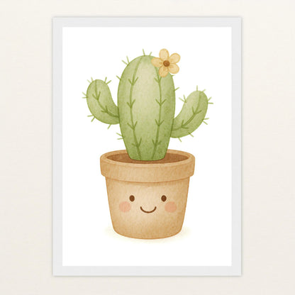 Kaktus Poster mit Holzrahmen von tinylearner