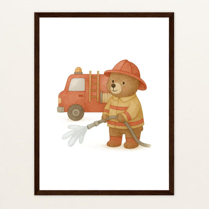 Balu der Bär - Motiv: "Feuerwehr" Poster mit Holzrahmen von tinylearner