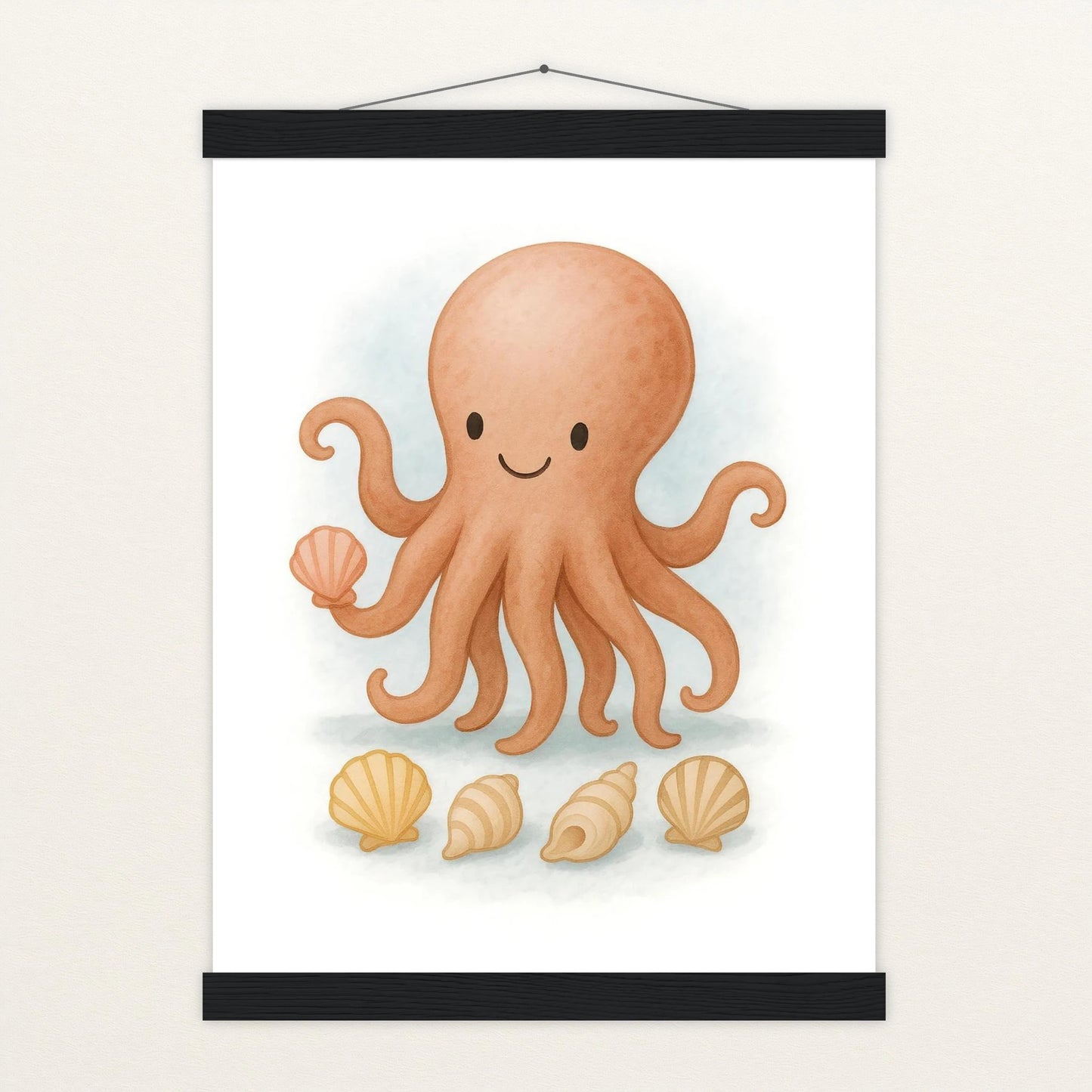 Tilli der Tintenfisch - Motiv: "Muscheln" Poster mit Leisten von tinylearner