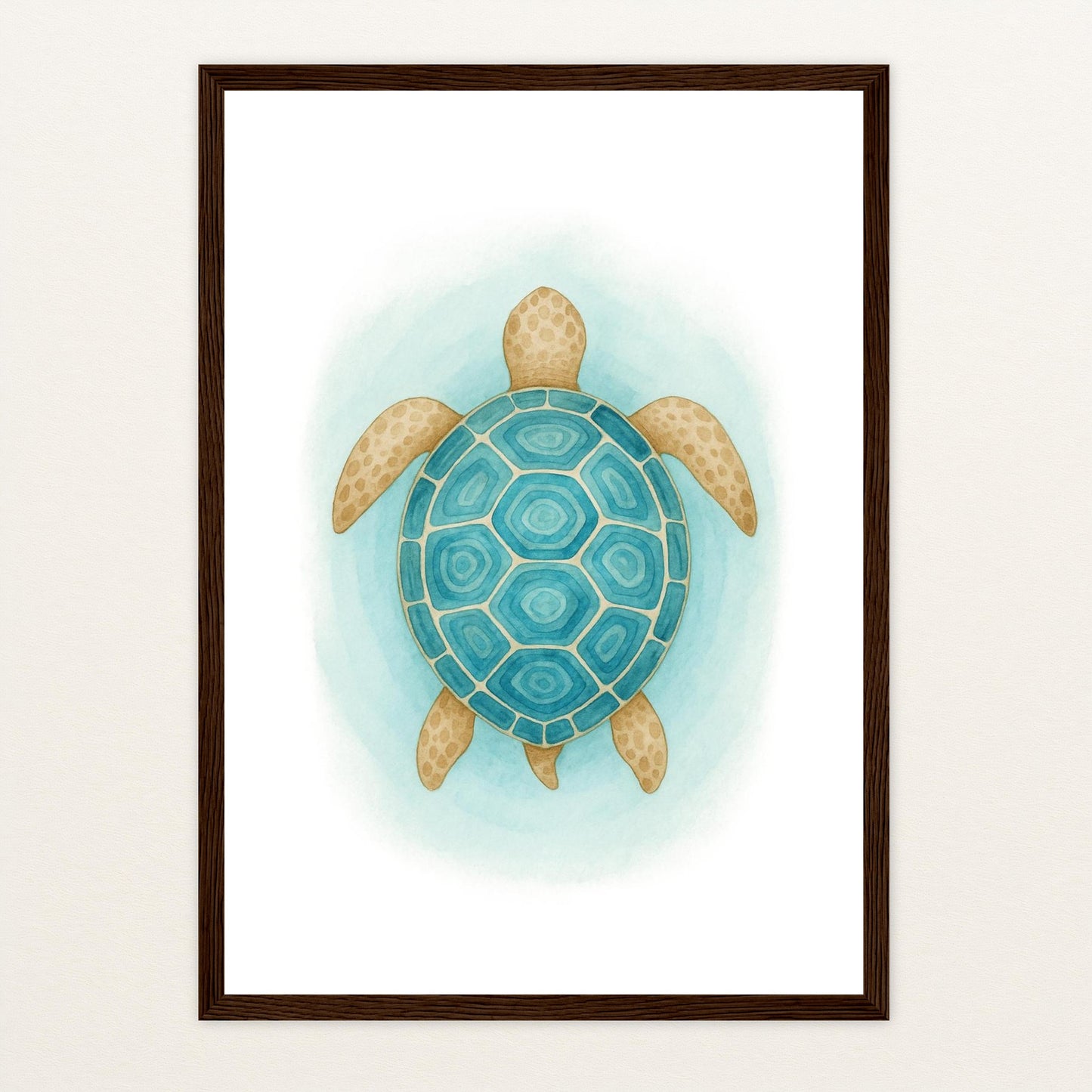 Sora die Schildkröte - Motiv: "Treiben" Poster mit Holzrahmen von tinylearner