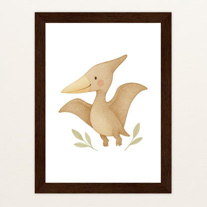 Dinosaurier Pteranodon Poster mit Holzrahmen von tinylearner