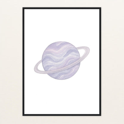 Planet Poster mit Holzrahmen von tinylearner