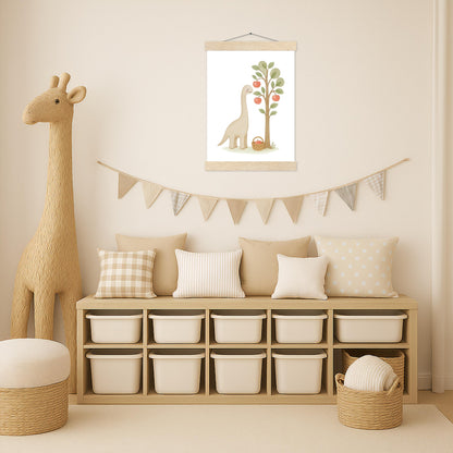 Dinosaurier Brachiosaurus - Motiv: "Apfelbaum" Poster mit Leisten von tinylearner
