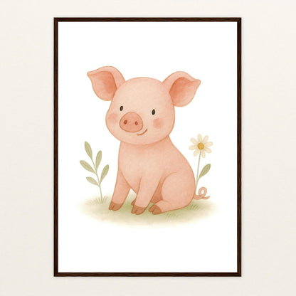 Susi das Schwein Poster mit Holzrahmen von tinylearner