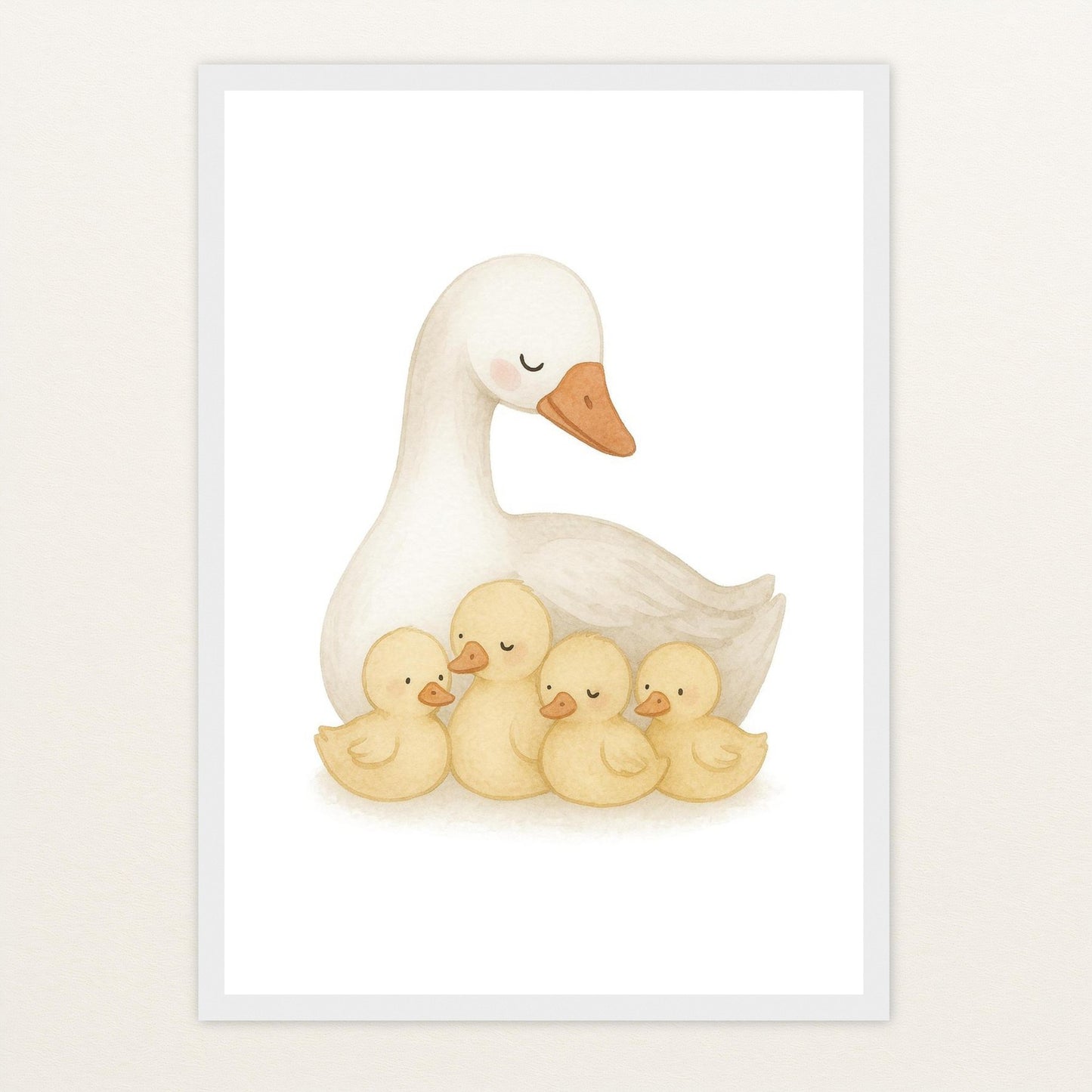 Gusi die Gans - Motiv: "Familie" Poster mit Holzrahmen von tinylearner