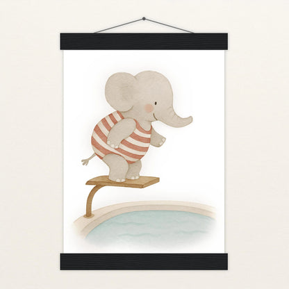 Emil der Elefant - Motiv: "Pool" Poster mit Leisten von tinylearner