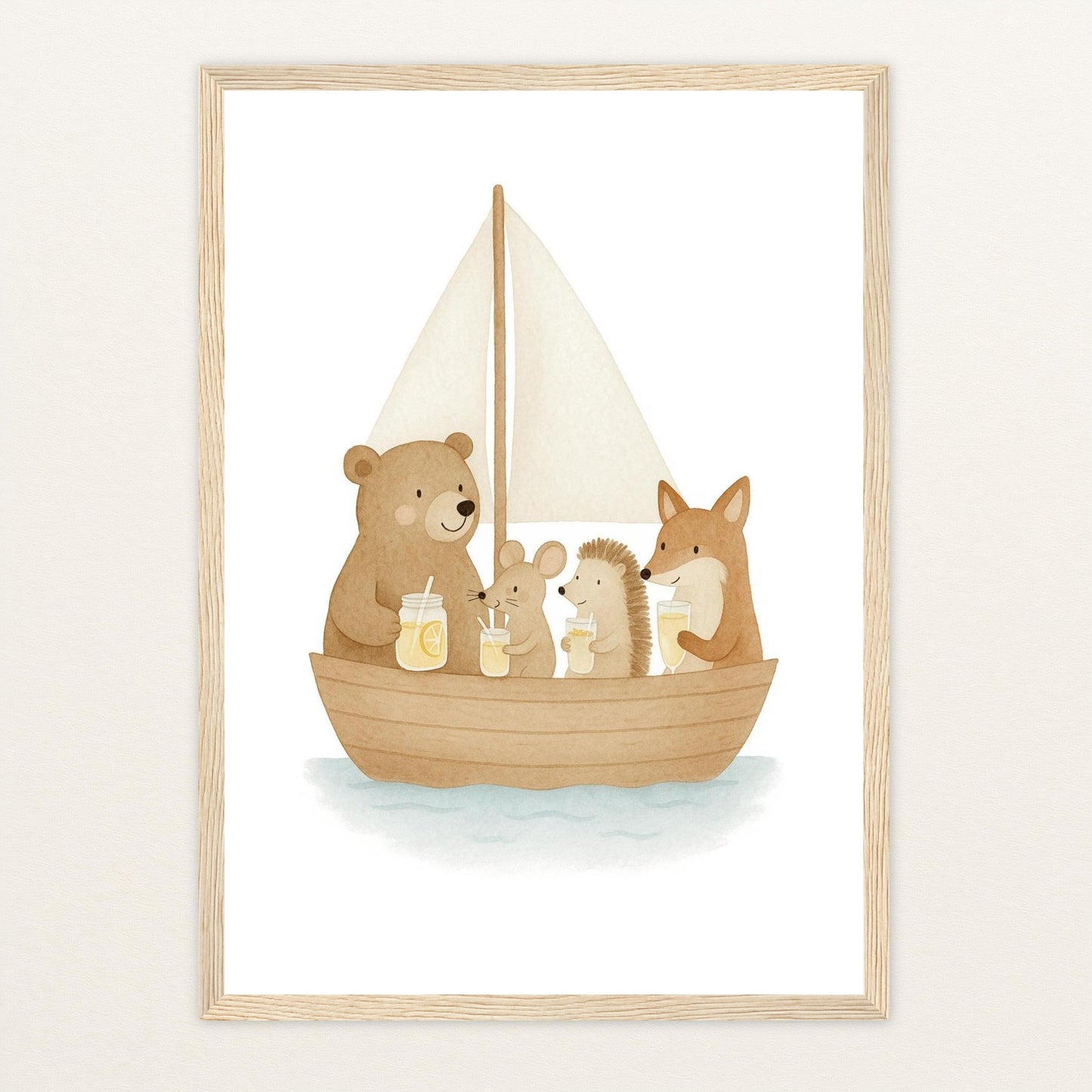 Tierfreunde - Motiv: "Segelschiff" Poster mit Holzrahmen von tinylearner