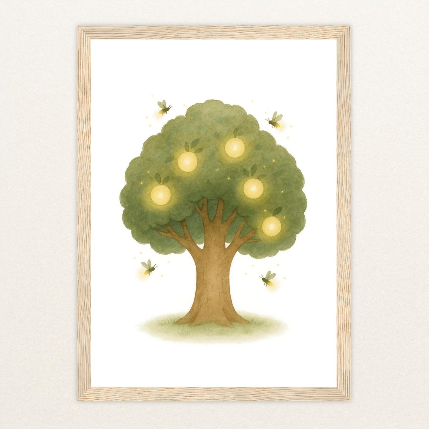 Leuchtbaum Poster mit Holzrahmen von tinylearner