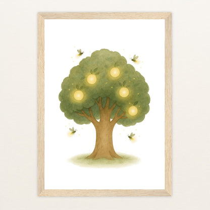 Leuchtbaum Poster mit Holzrahmen von tinylearner
