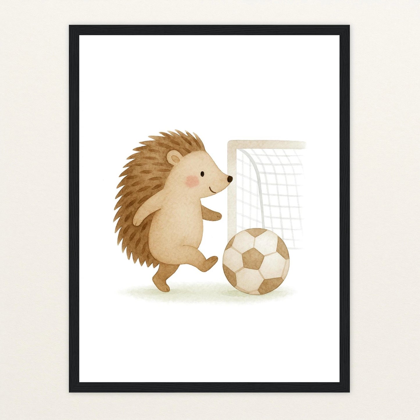 Iggi der Igel - Motiv: "Fußball" Poster mit Holzrahmen von tinylearner