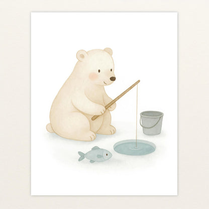 Pummel der Polarbär - Motiv: "Angeln" Poster von tinylearner
