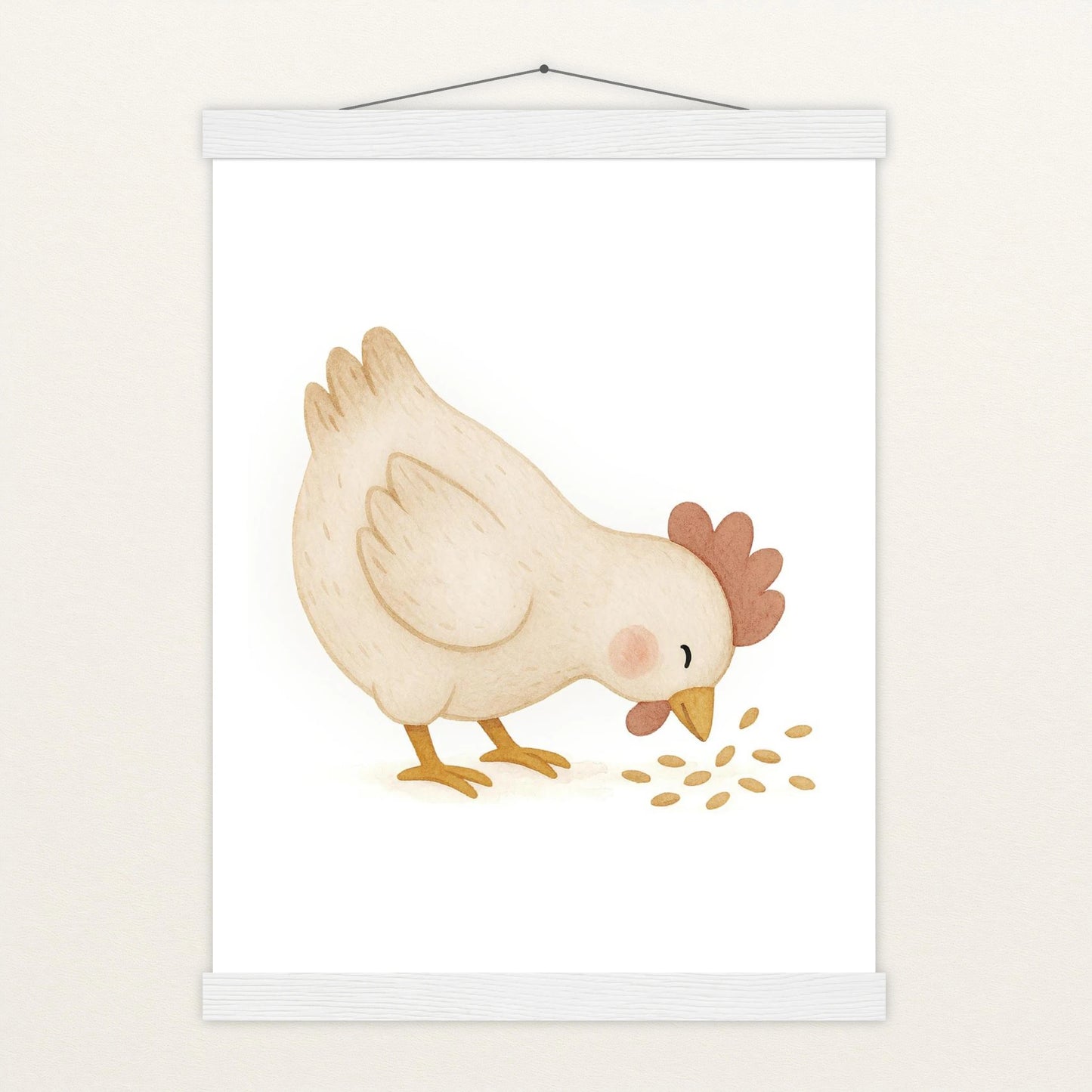 Hanni das Huhn - Motiv: "Körner" Poster mit Leisten von tinylearner