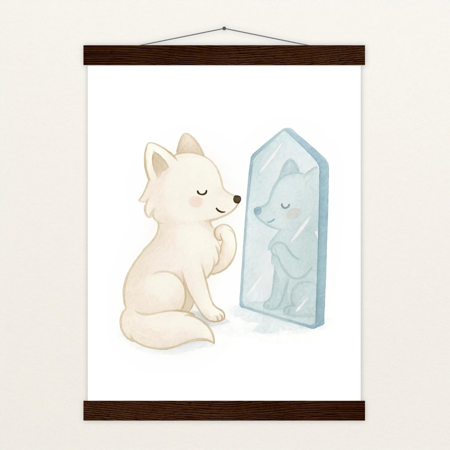 Pino der Polarfuchs - Motiv: "Spiegel" Poster mit Leisten von tinylearner