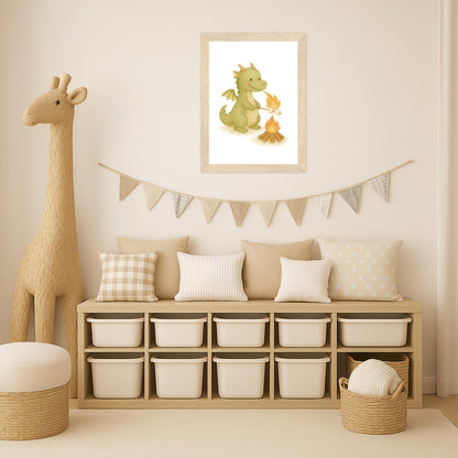 Drax der Drache - Motiv: "Marshmallows" Poster mit Holzrahmen von tinylearner