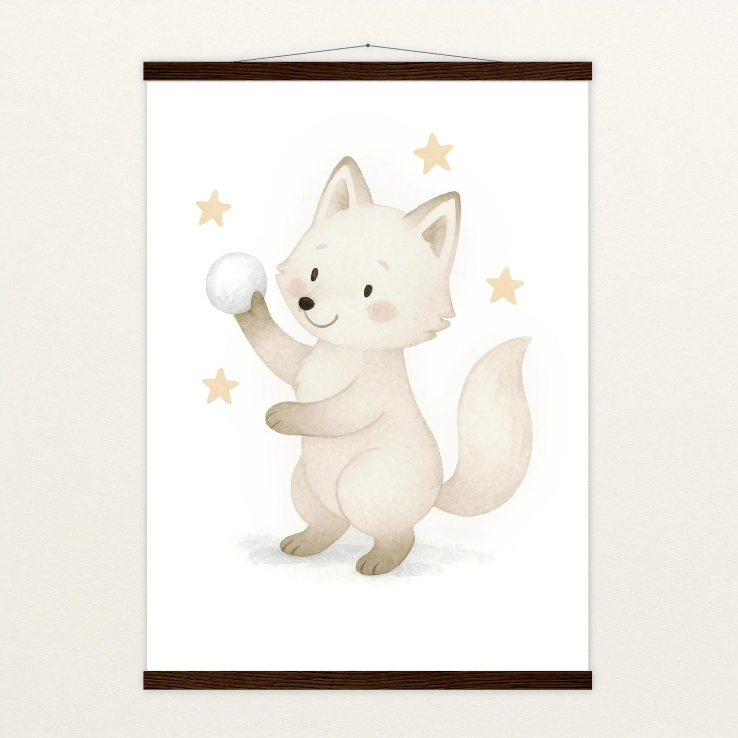 Pino der Polarfuchs - Motiv: "Schneeball" Poster mit Leisten von tinylearner