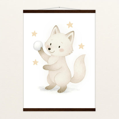 Pino der Polarfuchs - Motiv: "Schneeball" Poster mit Leisten von tinylearner