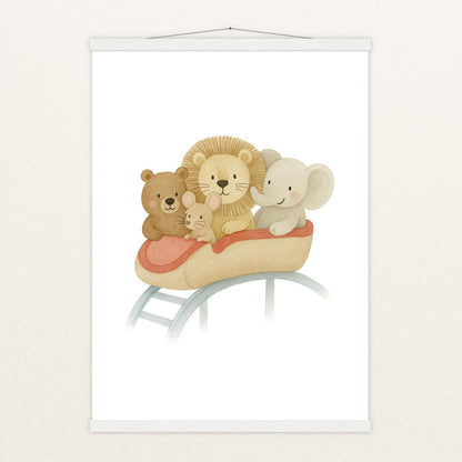Tierfreunde - Motiv: "Achterbahn" Poster mit Leisten von tinylearner