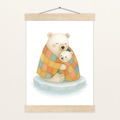 Pummel der Polarbär - Motiv: "Familie" Poster mit Leisten von tinylearner