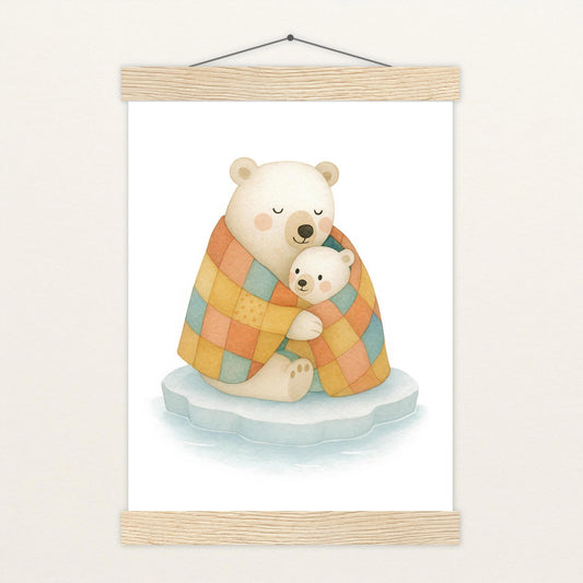 Pummel der Polarbär - Motiv: "Familie" Poster mit Leisten von tinylearner