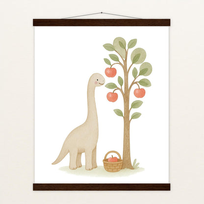 Dinosaurier Brachiosaurus - Motiv: "Apfelbaum" Poster mit Leisten von tinylearner