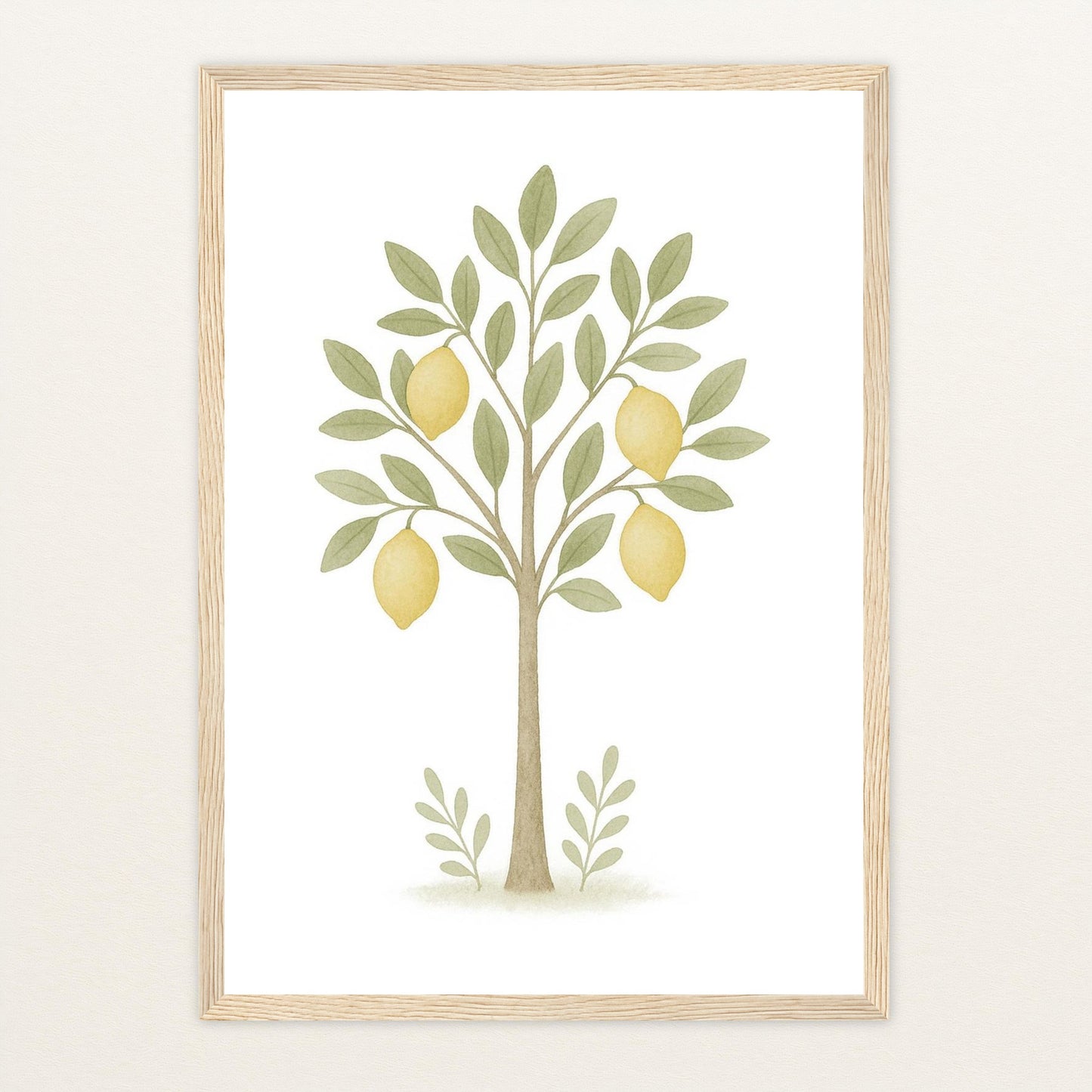 Zitronenbaum Poster mit Holzrahmen von tinylearner