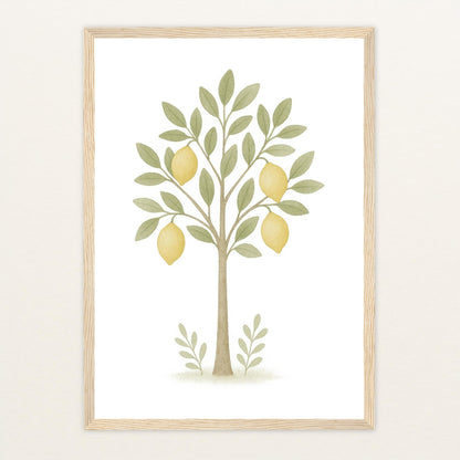 Zitronenbaum Poster mit Holzrahmen von tinylearner