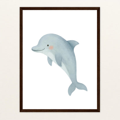 Dora der Delfin Poster mit Holzrahmen von tinylearner